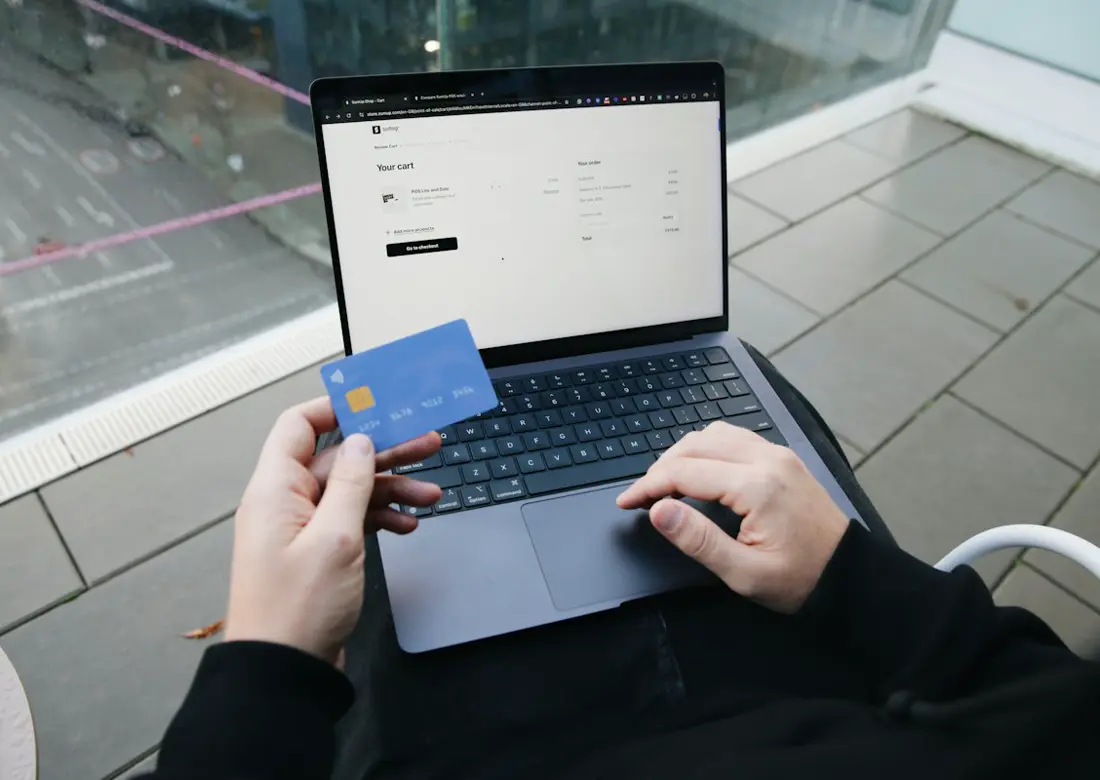 Shopper buying online on a laptop
