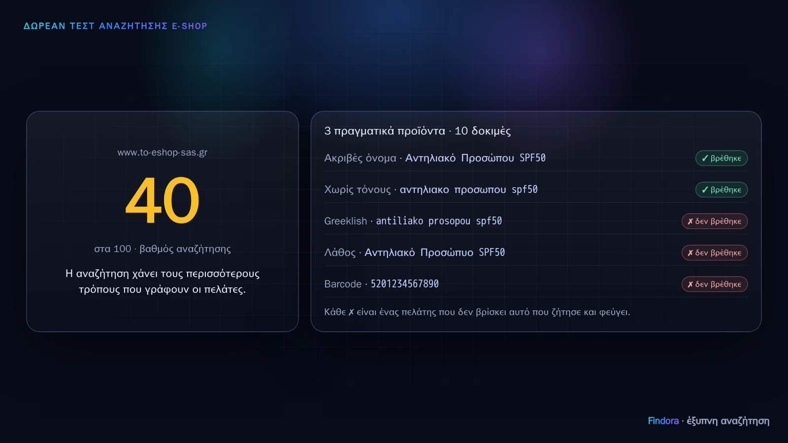 Δωρεάν τεστ: πόσο καλά ψάχνει το e-shop σας;